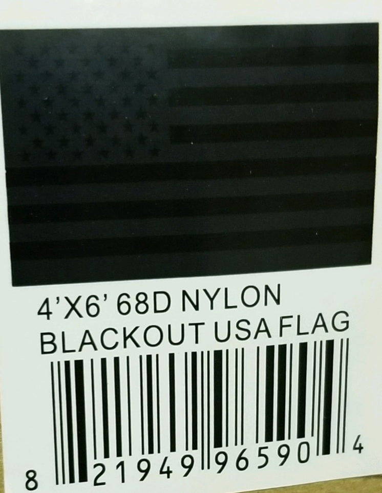 No Quarter USA Flag Black American 68D Nylon 4x6 Feet Blackout