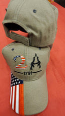 2A Khaki USA Flag 2nd Amendment 1791 - Cap America's Gun Rights Hat Embroidered Red White Blue