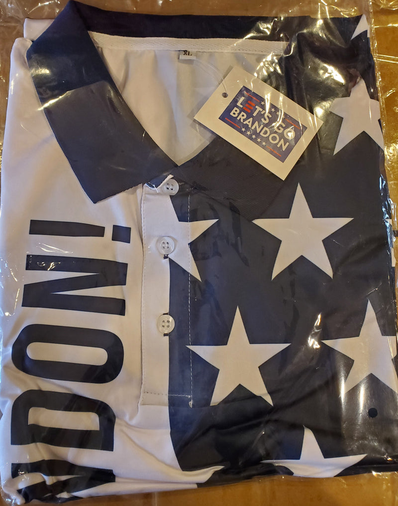 Let's Go Brandon American Flag Great Polo Shirt 2024 USA design LGB M, L, XL, XXL, XXXL Trump FJB