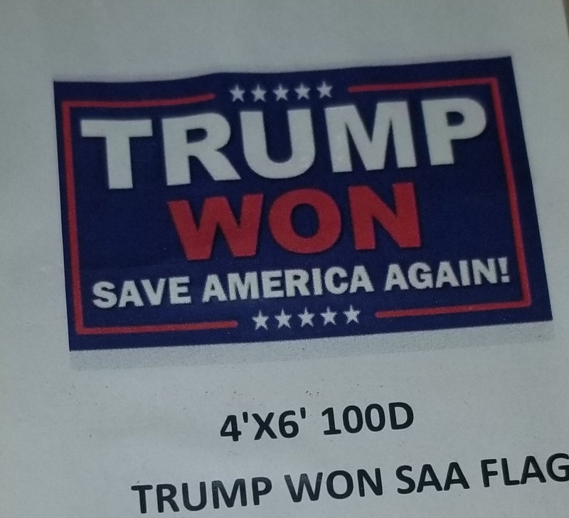 Trump Won Save America Again Navy Blue 4''x6' Banner Flag ROUGH TEX® 100D
