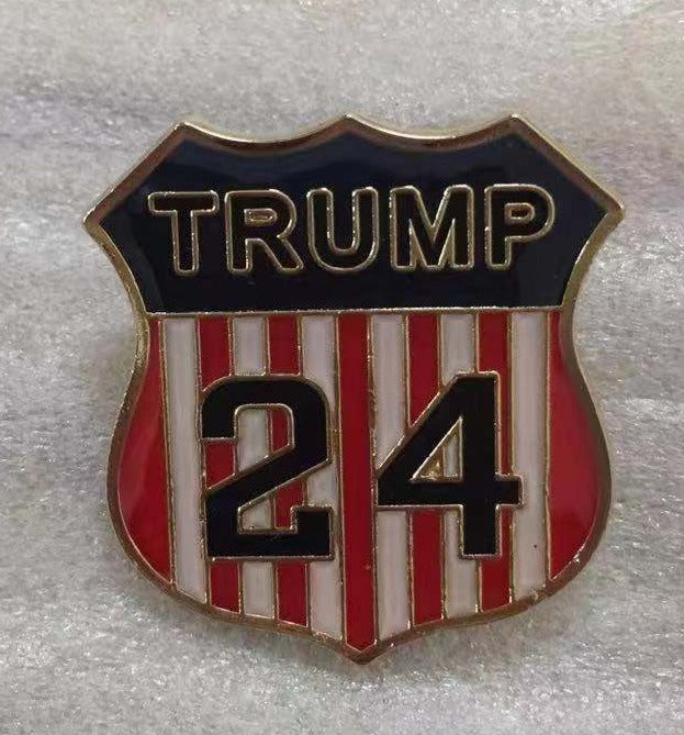 Trump 24 Lapel Pin USA Shield 2024