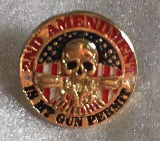 2nd Amendment Skull Lapel Pin Is My Gun Permit