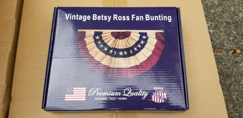 Vintage Betsy Ross Fan Bunting 3'x6' ROUGH TEX® 420D Embroidered
