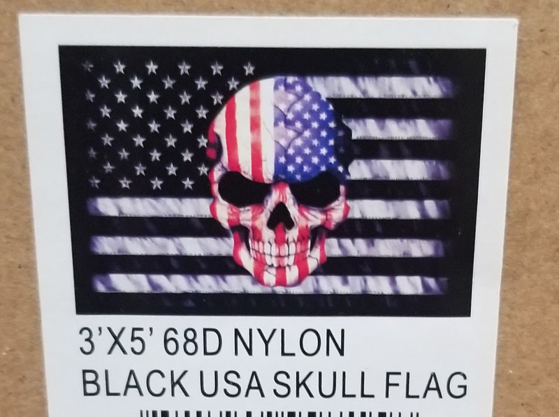 USA American Flag Skull Black Out 3'X5' Flag ROUGH TEX® 68D American
