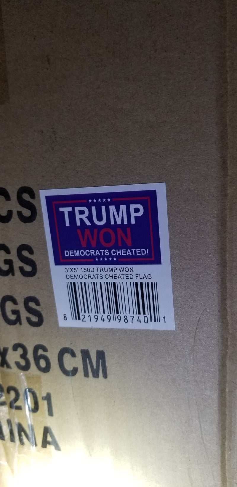 Trump Won Democrats Cheated 3'X5' Flag ROUGH TEX® 150D Nylon