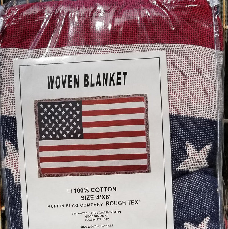 USA America Afghan Style Fringe Hem Hand Woven 100% Cotton Blanket