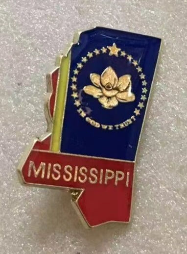 New Mississippi State Map Lapel Pin