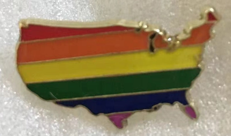 USA Rainbow Map Lapel Pin