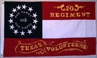 3'X5' 20TH TEXAS VOLUNTEERS REGIMENT COTTON EMBROIDERED & SEWN 1ST NATIONAL FLAG STARS & BARS