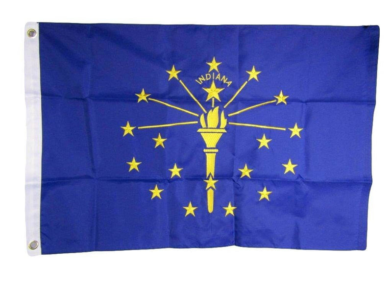 INDIANA 3'X5' EMBROIDERED 210D NYLON FLAG IN STATE FLAGS