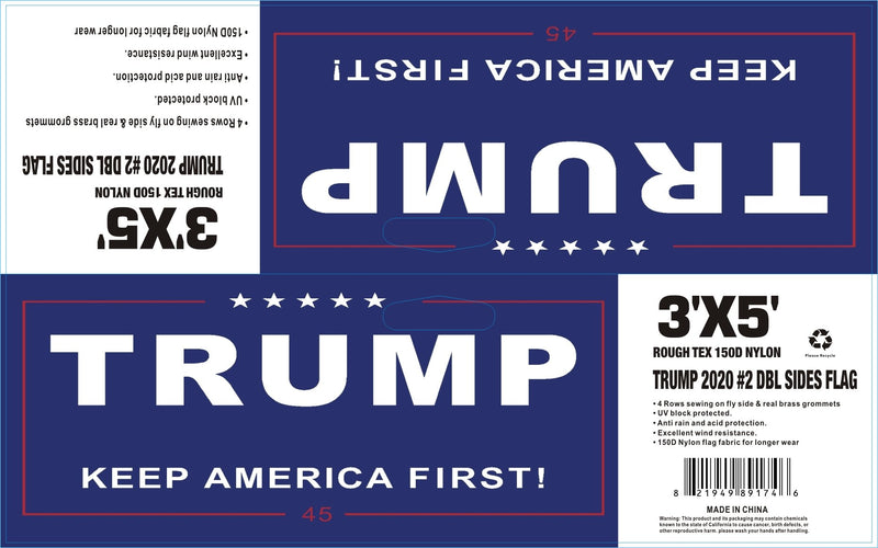 12 TRUMP KEEP AMERICA FIRST! DOUBLE SIDED AMERICAN USA DONALD J TRUMP CAMPAIGN FLAG 3X5 150D NYLON FLAGS BY THE DOZEN WHOLESALE PER DESIGN!