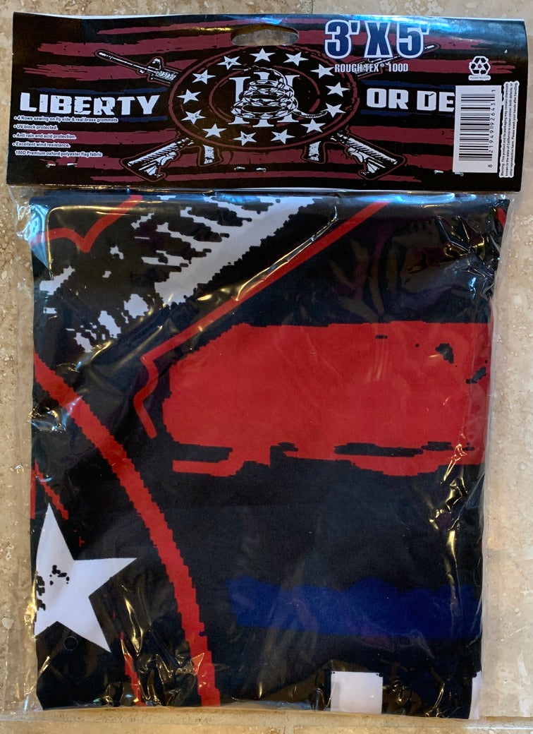 Gadsden Liberty Or Death Black  3'X5' Flag Rough Tex® 100D