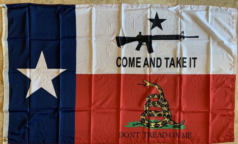 Texas Come And Take It Don't Tread On Me Combo Flag 3'x5' 100D Flag Rough Tex ® Gadsden