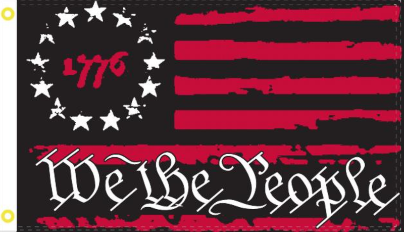 Betsy Ross 1776 We The People Black & Red 12''X18'' Stick Flags - Rough Tex ®100D