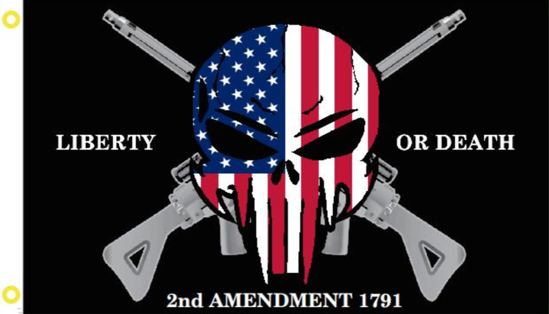 2nd Amendment Punisher USA 12"x18" Double Sided Flag ROUGH TEX® 100D Nylon With Grommets