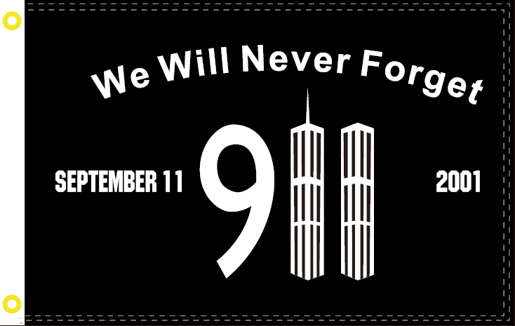 2'X3' 100D 911 MEMORIAL FLAG September 11 We will not forget!