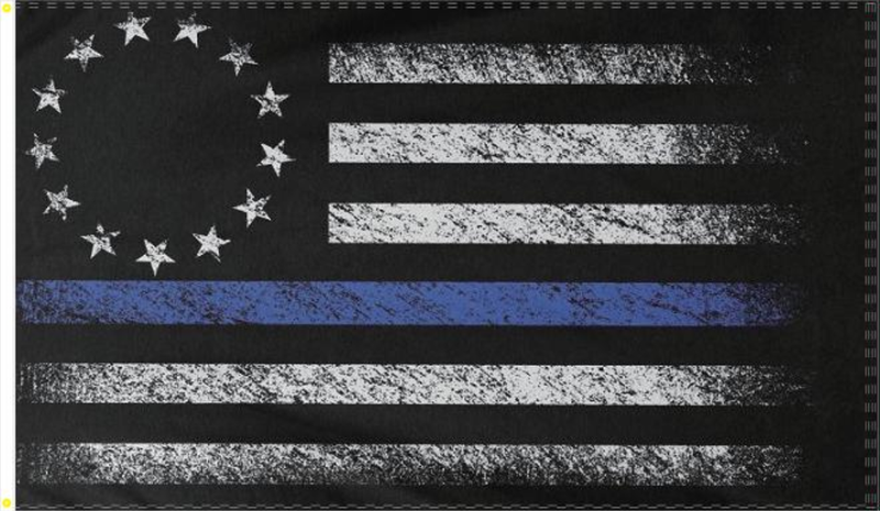 Betsy Ross Vintage Memorial Police Blue Line 2'X3' Flag Rough Tex® 100D