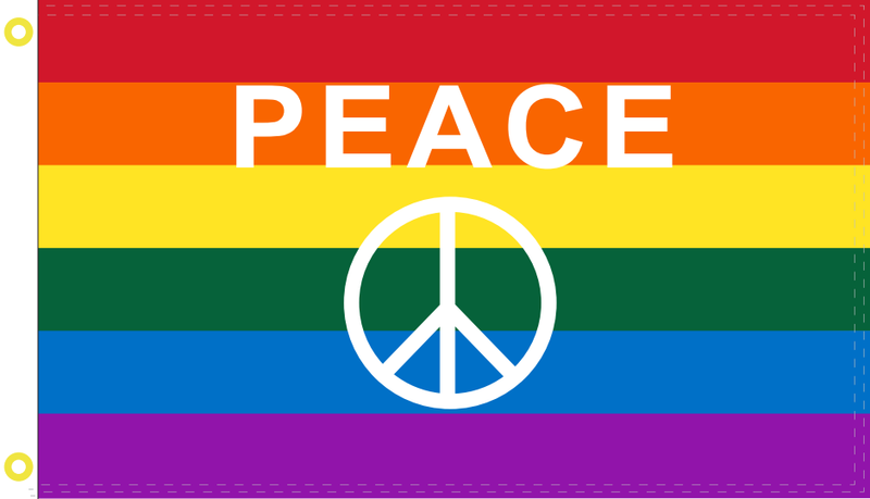 2'X3' 100D RAINBOW PEACE SIGN FLAG