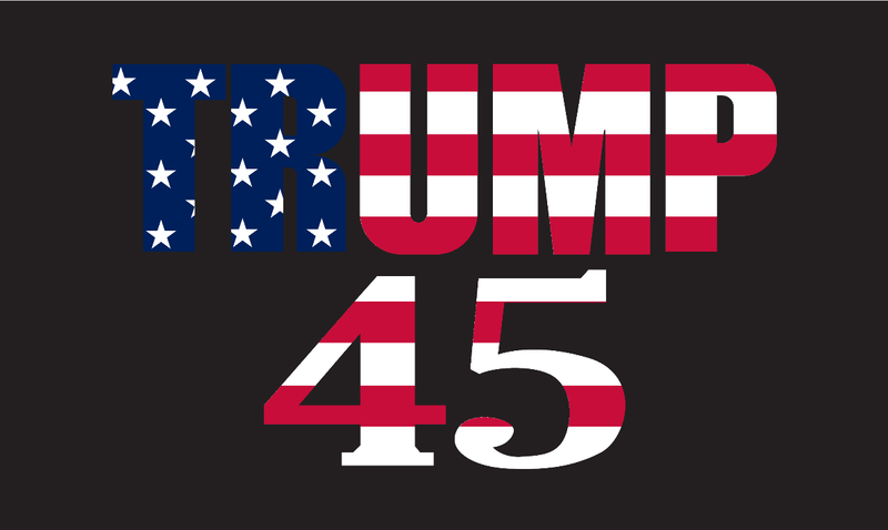 2'X3' 100D TRUMP 45(BLACK FLAG) DBL SIDED