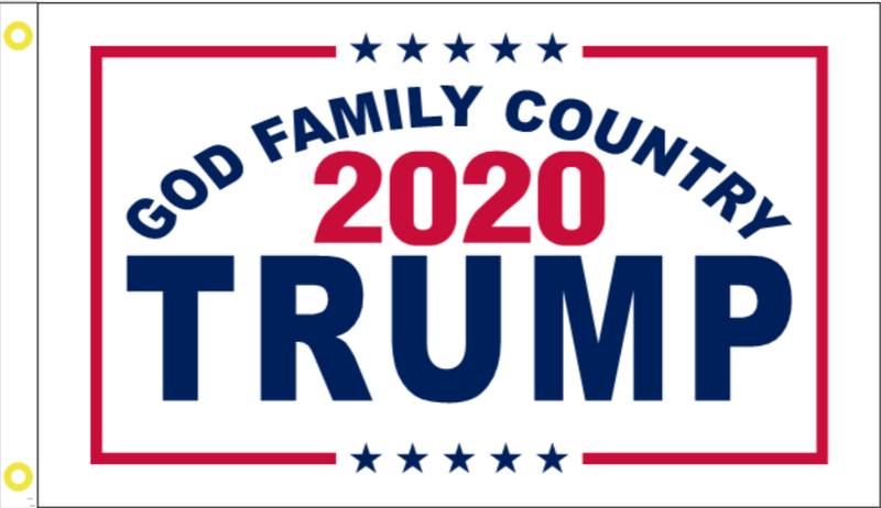 God Family Country Trump 2020 Double Sided 12"X18" Flag Rough Tex® 100D