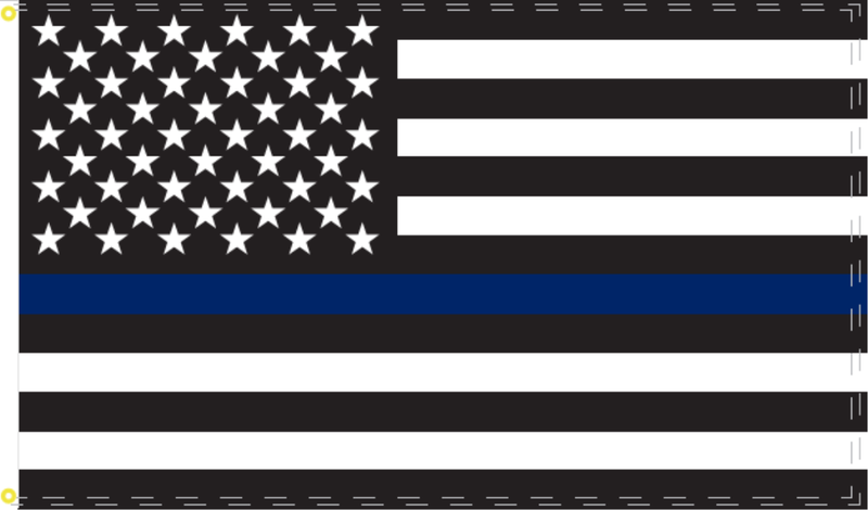 US Police Memorial Blue Line 12"X18" Stick Flag Rough Tex® 100D