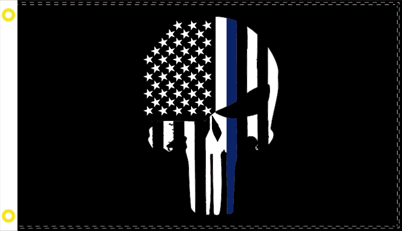 POLICE THIN BLUE LINE BLACK USA 2x3 Feet 100D ROUGH TEX ® FLAG