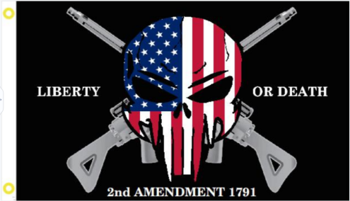 Liberty Or Death USA Punisher 2nd Amendment 1791  3'x5' Flag ROUGH TEX® 68D Nylon