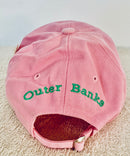 Outer Banks North Carolina Pirate Washed Pink Embroidered Cap