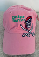 Outer Banks North Carolina Pirate Washed Pink Embroidered Cap