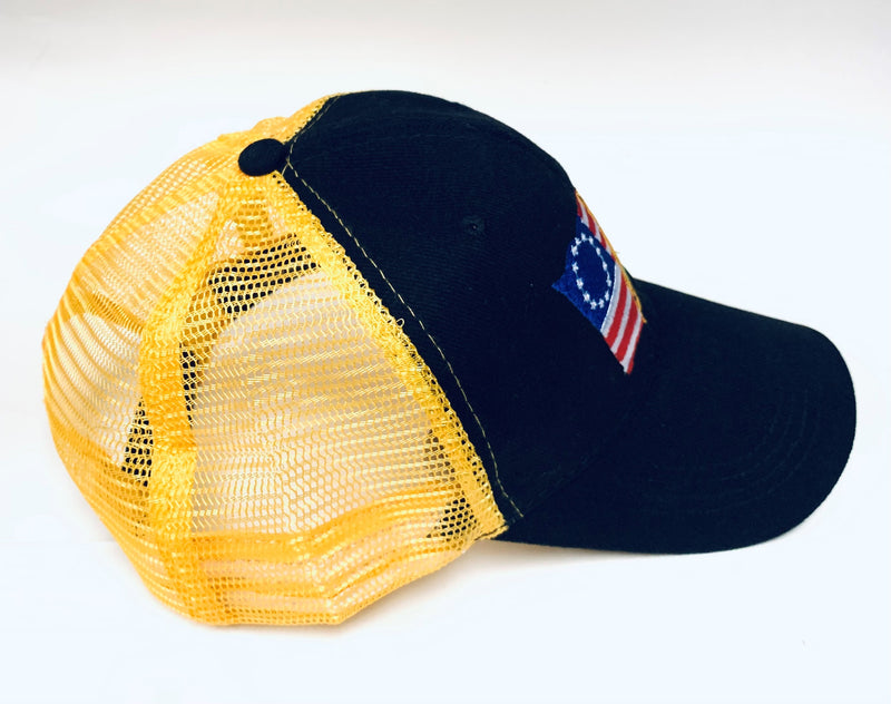 Betsy Ross Gadsden Black & Yellow Mesh back Cap