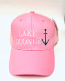 Lake Oconee Georgia Anchor Washed Pink Mesh Back Cap Nautical Boating Hat