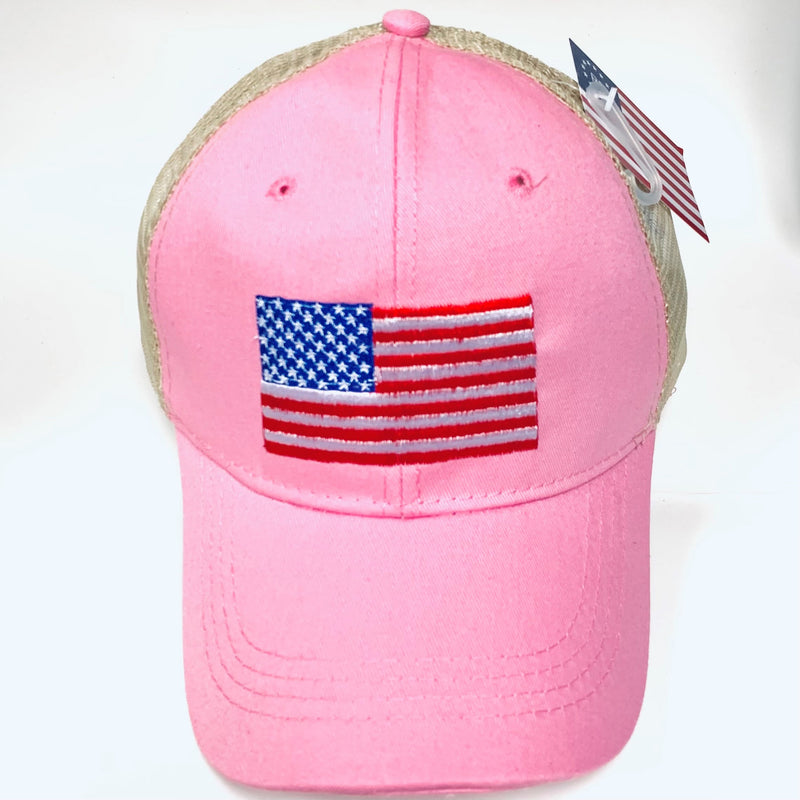 USA Washed Pink Mesh Back Cap