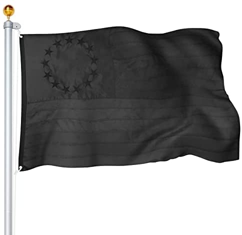 Betsy Ross US 13 Stars Blackout 3x5 Tactical Embroidered 3'X5' Flag Rough Tex® 600D Nylon