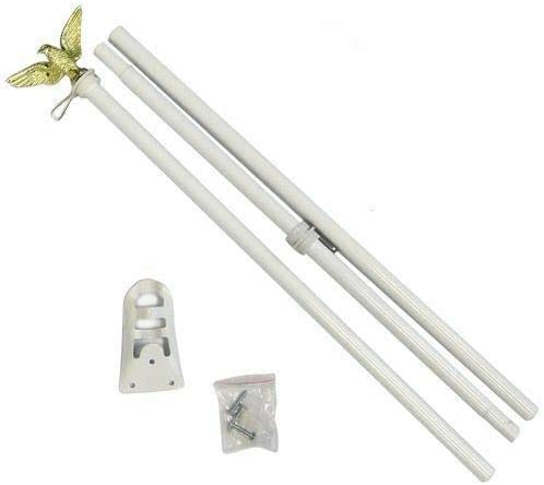 6' Foot White Steel Flag Pole Set With Gold Eagle Decoration