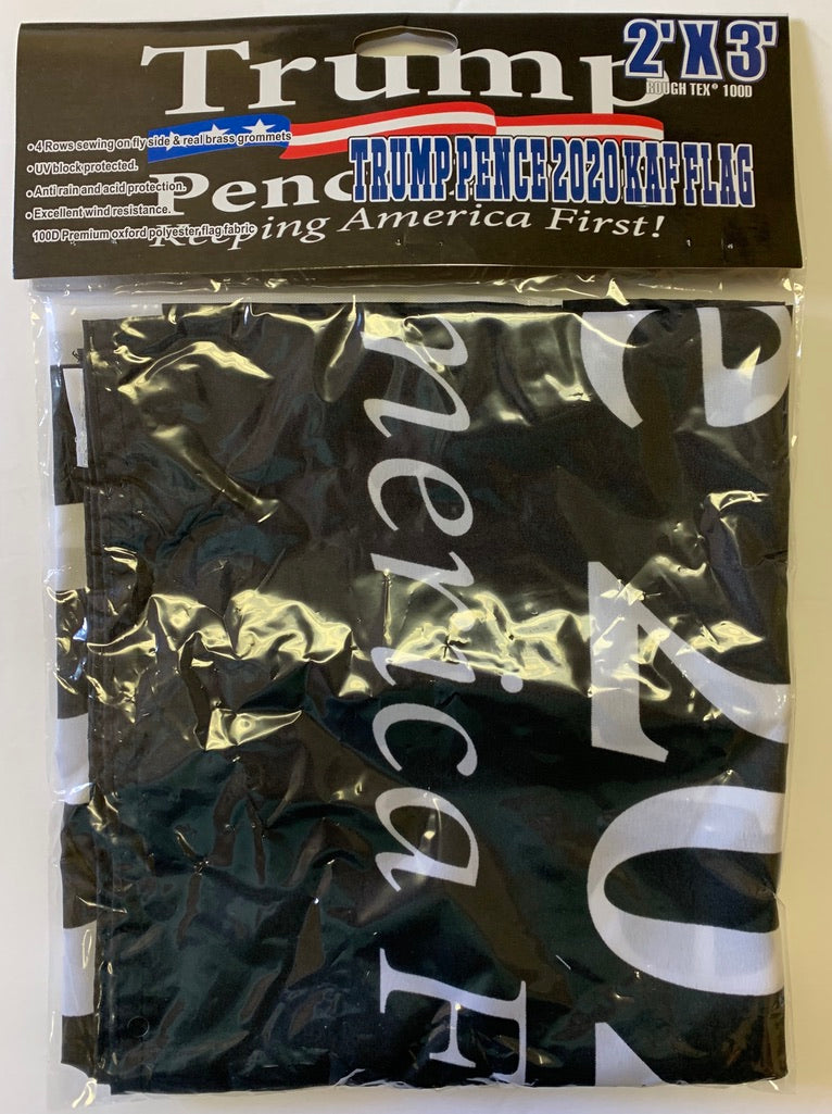 Trump Pence 2020 Keeping America First KAF Black 2'X3' Flag Rough Tex® 100D