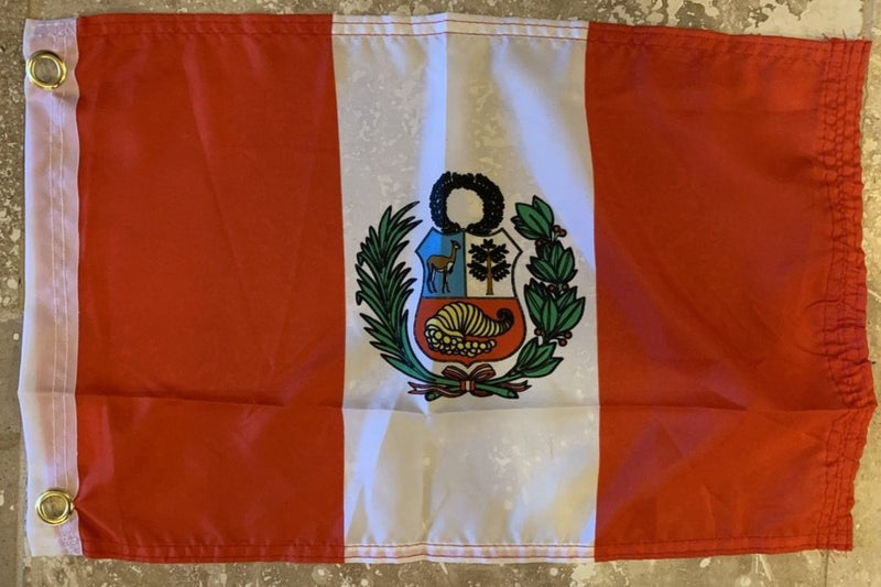 Peru Flag With Grommets 12'X18' Rough Tex® 100D