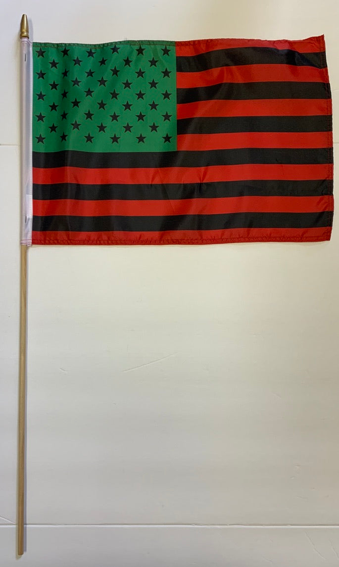 Afro American 12"X18" Stick Flags  - Rough Tex® 100D