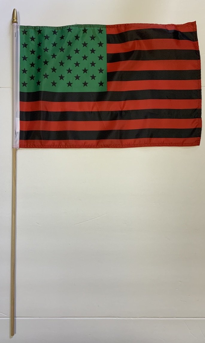 2 Afro American 12"X18" Stick Flags  - Rough Tex® 68D Nylon