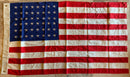 Vintage 48 Star USA American Flag 3'X5 tea stained Cotton Embroidered Stars Sewn Stripes