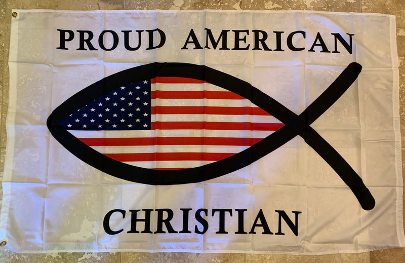 Proud American Christian Flag Rough Tex ® 3'x5 ' 150D Nylon Flags USA