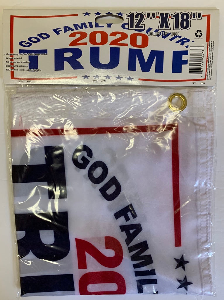 God Family Country Trump 2020 Double Sided 12"X18" Flag Rough Tex® 100D