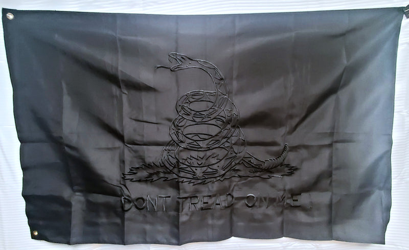 Blackout Gadsden Flag 3x5ft 600D 2ply embroidered Don't Tread on Me