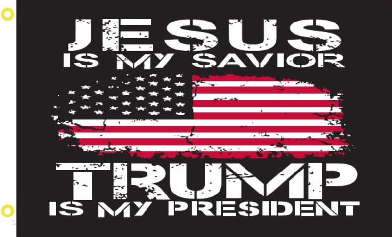 3'X5' 100D JESUS IS MY SAVIOR USA TRUMP FLAG