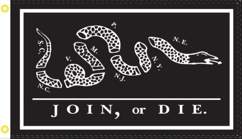 3'X5' 100D JOIN OR DIE BLACK Double SIDED FLAG