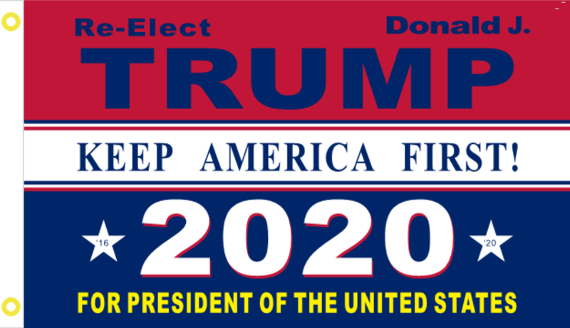 2 Pack of Re-Elect Donald Trump 2020 Blue 2'x3' Flags ROUGH TEX® 100D DBL Sides