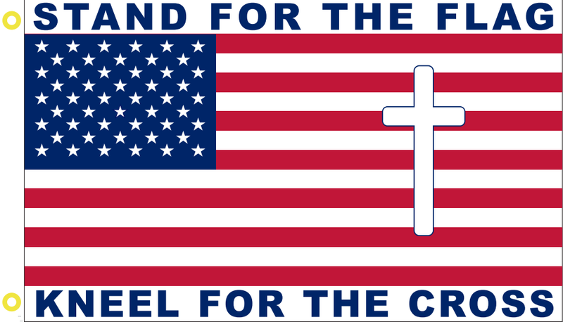 3'X5' 100D STAND FOR THE FLAG KNEEL FOR THE CROSS USA FLAG