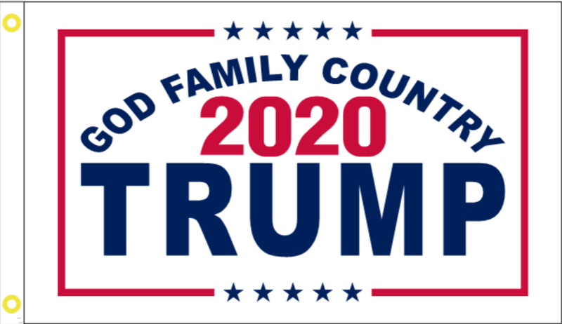 2 Pack of Trump 2020 (God Family Country) 2'x3' Flags ROUGH TEX® 100D