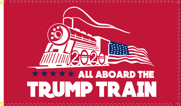 All Aboard the Trump Train Red 2020 3'X5' Flag Rough Tex ® Flags 100D