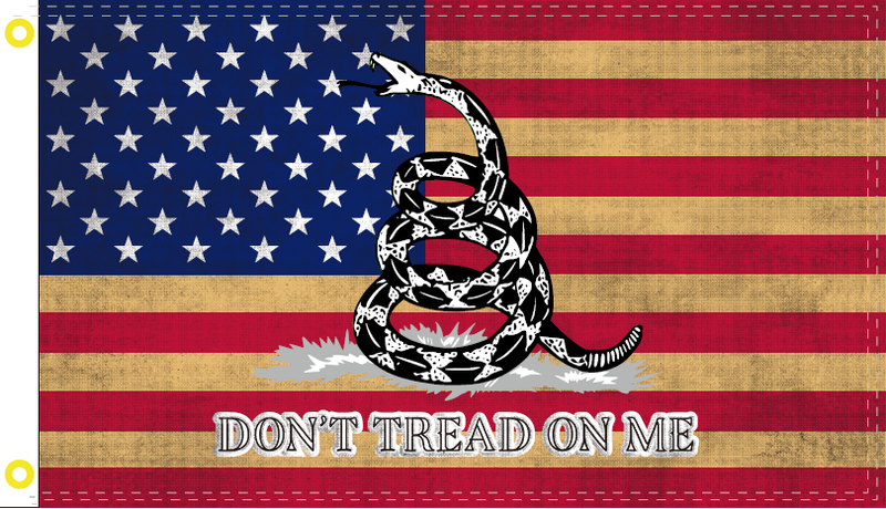 VINTAGE TEA STAINED AMERICAN DONT TREAD ON ME US 3X5 FEET 100D ROUGH TEX ® FLAG
