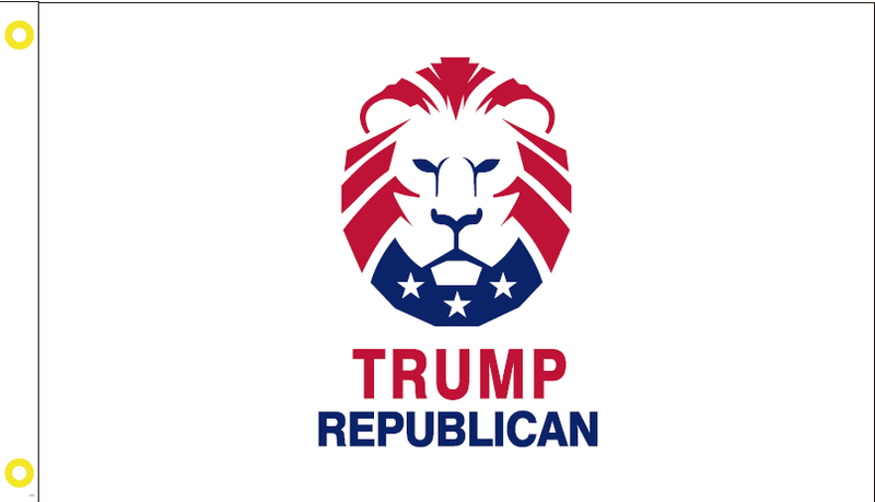 TRUMP REPUBLICAN LION DOUBLE SIDED FLAG 100D 3X5 ROUGH TEX ®